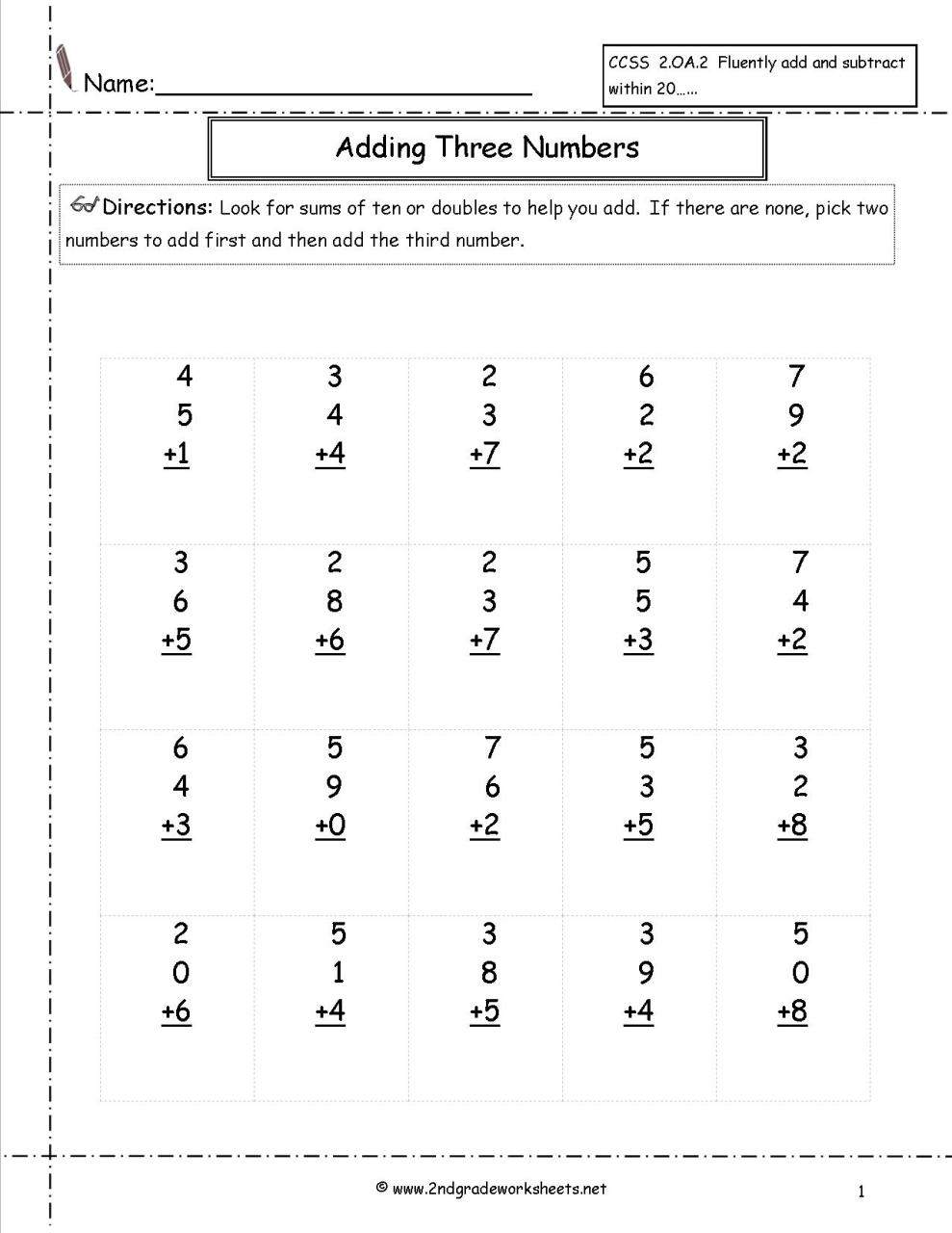 Free Math Worksheets For 2Nd Grade Addition With Regrouping