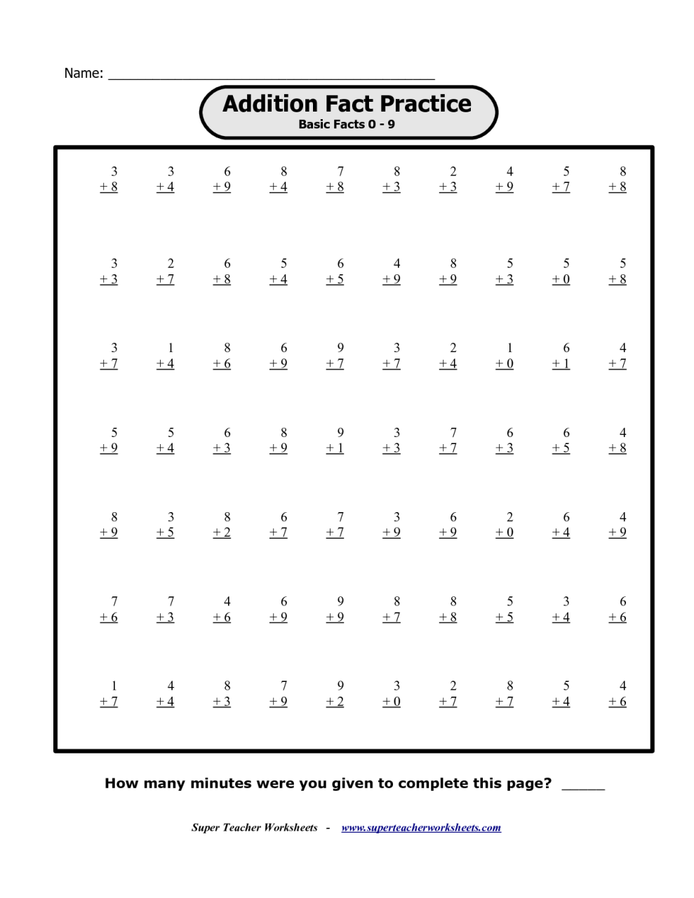 Free Worksheets For Multiplication Facts