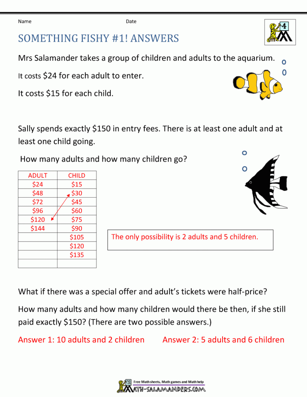 Grade 4 Math Worksheets With Answers