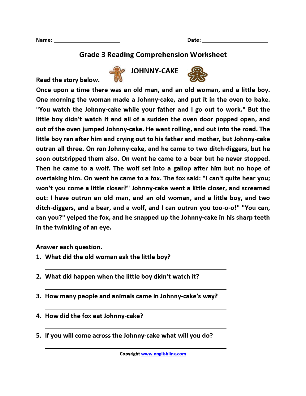 Free Printable 3Rd Grade Reading Comprehension Worksheets Multiple Choice