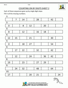 Counting on and back Worksheets 3rd Grade