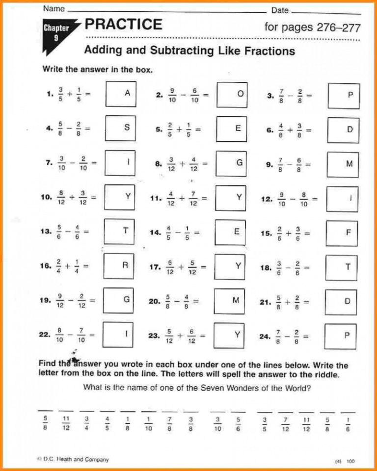 7Th Grade Math Puzzle Worksheets Free