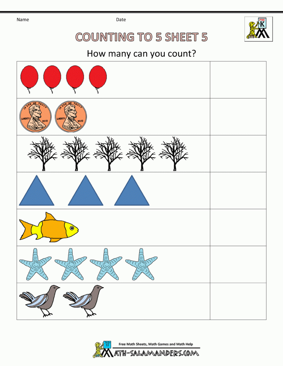 Kindergarten Math Worksheets Counting