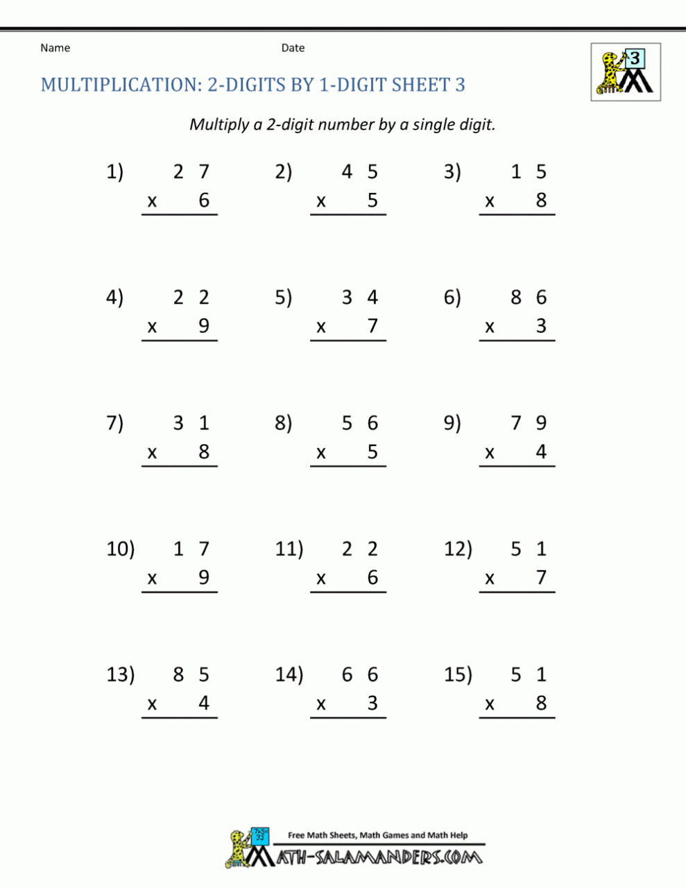 Math Worksheets Grade 1 Multiplication