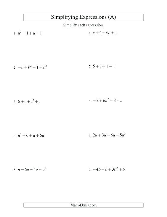 6th Grade Math Algebraic Expressions Worksheets Worksheets Master