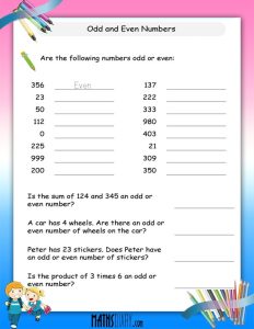 Odd or Even Numbers Grade 2 Math Worksheets