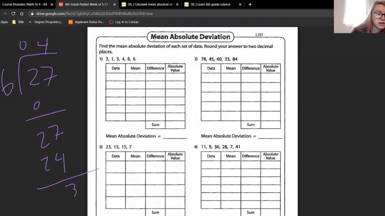 Mean Absolute Deviation Worksheet Answer Key