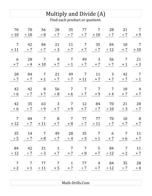 Mixed Multiplication And Division Worksheets Grade 3