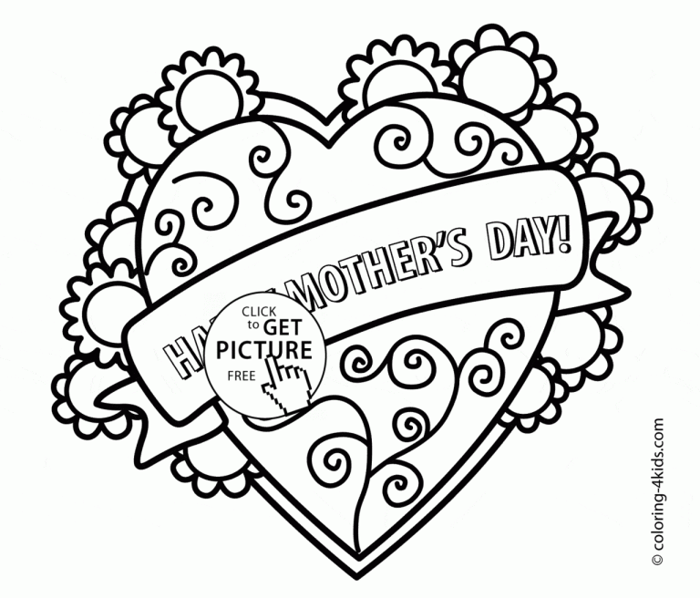 Mothers Day Coloring Pages Card