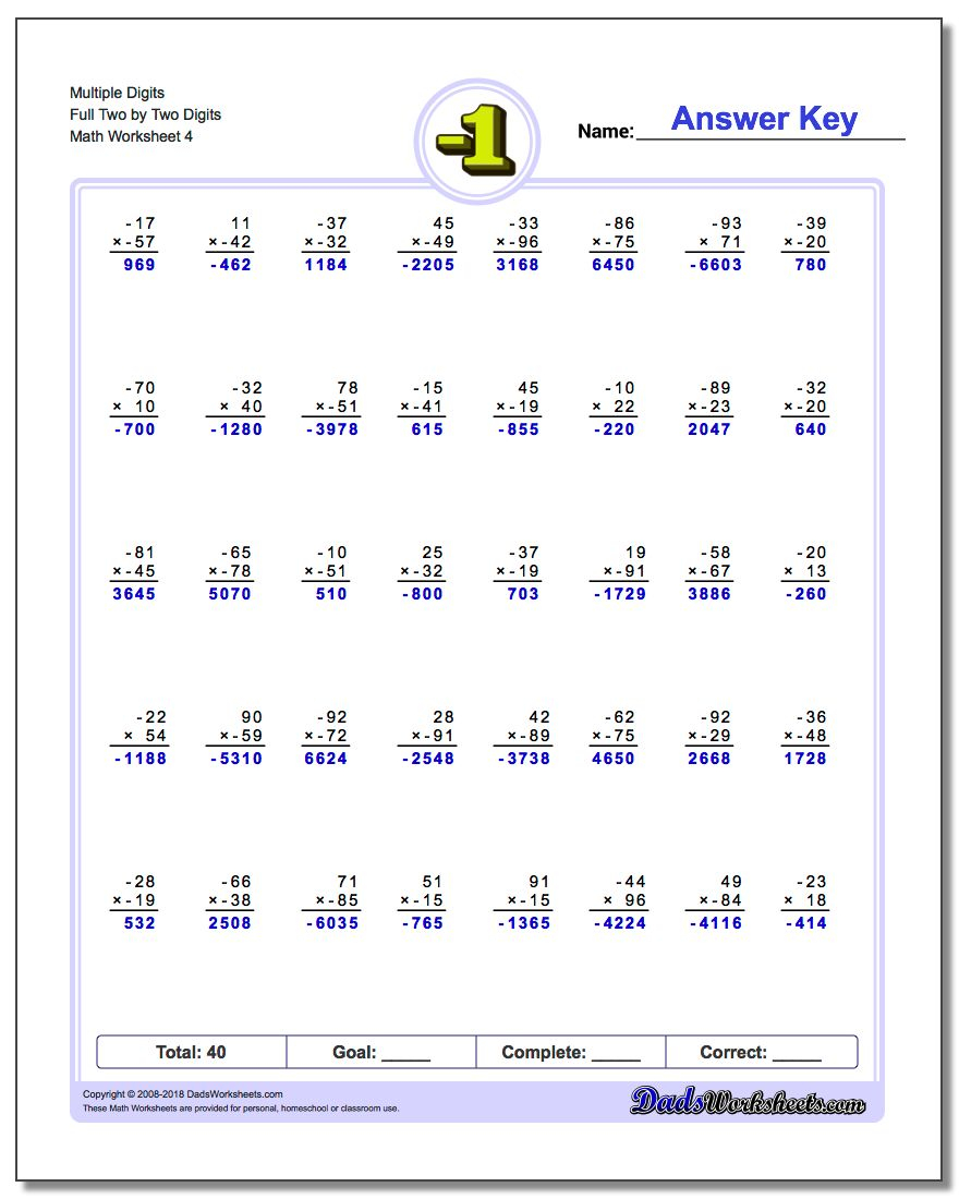 2 Digit By 2 Digit Multiplication Worksheets Times Tables Worksheets