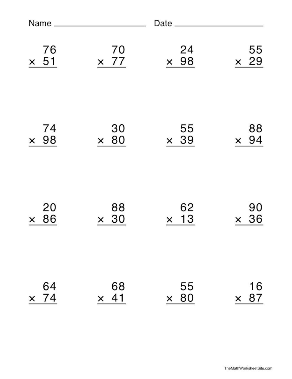 Two Digit Multiplication Worksheets Free