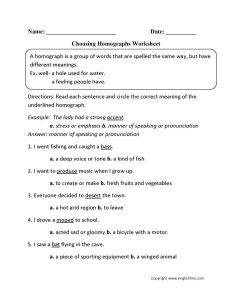 2nd Grade Multiple Meaning Words Worksheet Worksheet Resume Examples