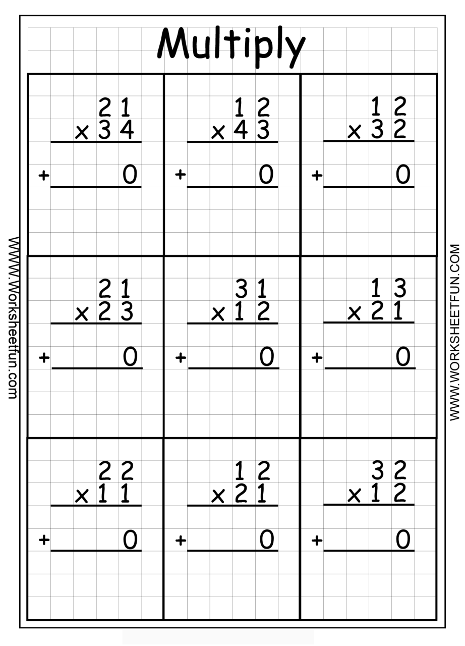 2 Digit By 2 Digit Multiplication Using Area Model Worksheets Times