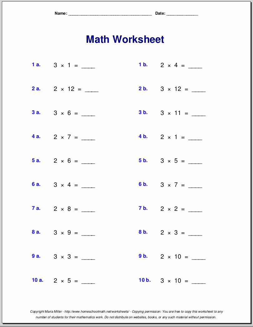 Mixed Multiplication Worksheets Grade 3