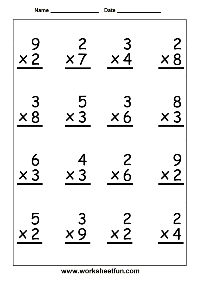 Multiplication By Three Worksheets