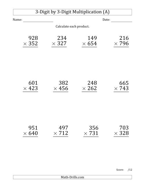 Single Digit Multiplication Worksheets Grade 3