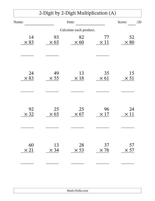 2-Digit By 2-Digit Multiplication Coloring Worksheets Pdf