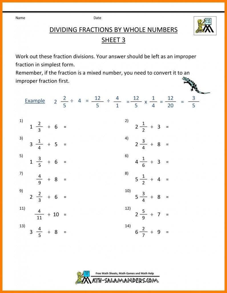 Multiplying Fractions Worksheet For 5Th Grade