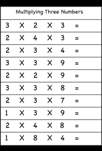 Multiplication Of 3 And 4 Worksheets horizontal multiplication math