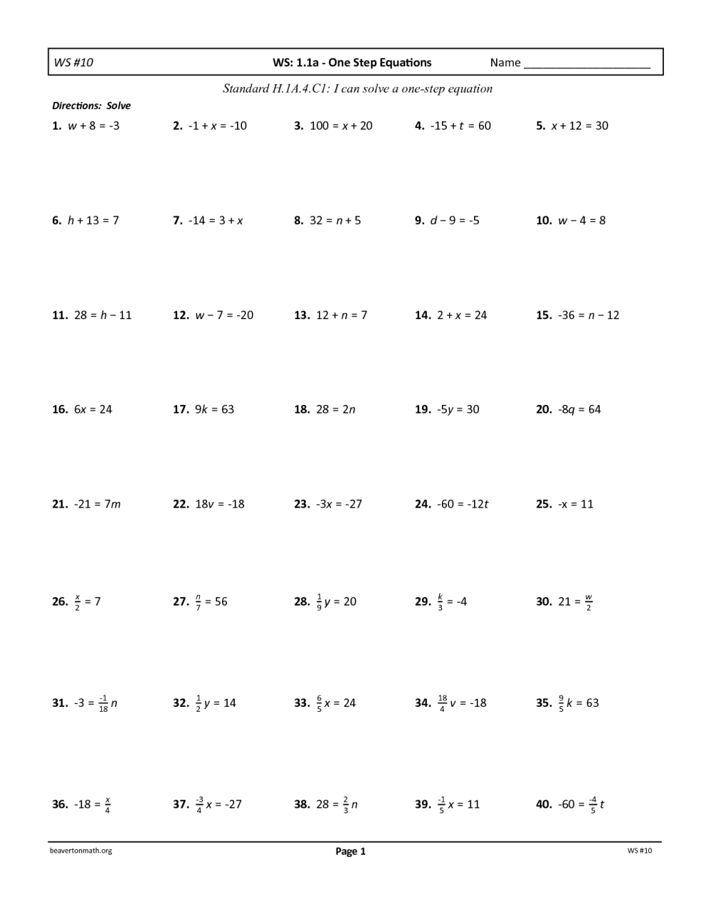 Two Step Equations With Rational Coefficients Worksheet 1000 images