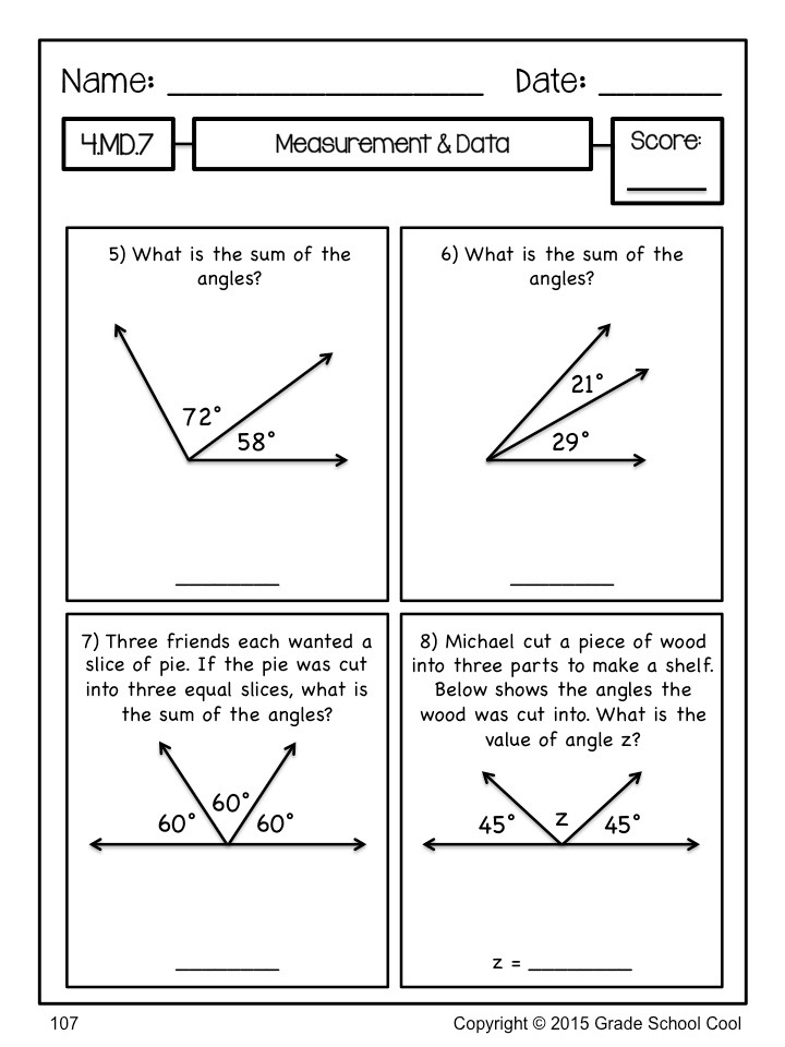 4Th Grade Common Core Math Printable Worksheets