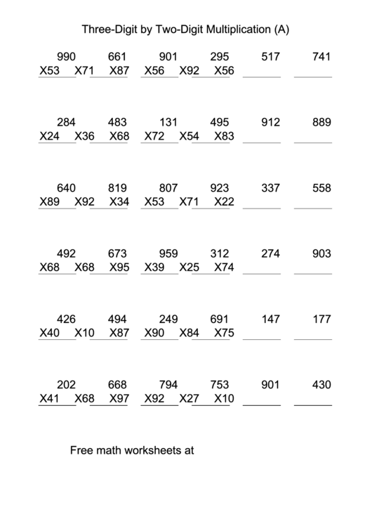 Multiplication Worksheets 3 Digit By 3 Digit Pdf