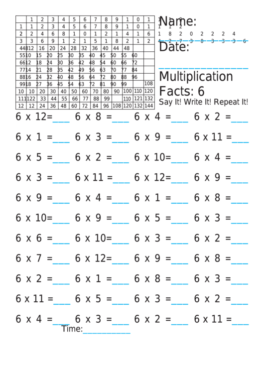 Top 26 Multiplying By 6 Worksheet Templates free to download in PDF format