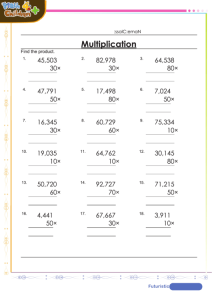 Multiplication By 2 Digit Numbers Worksheet With Answer Key printable
