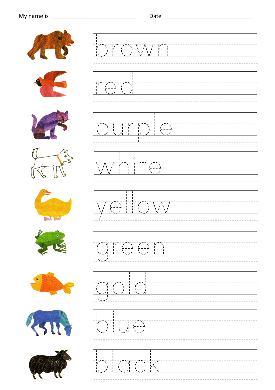 Colours Worksheets 1ª Eval.