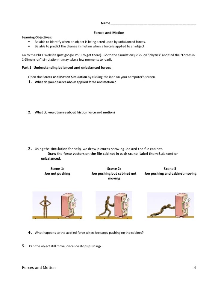 Forces And Motion Worksheet Answer Key