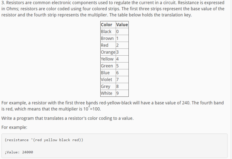 Resistor Color Code Answer Key