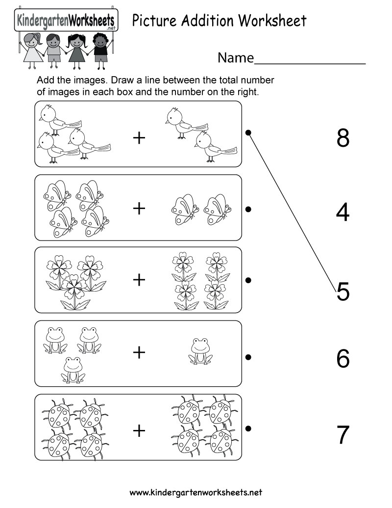 Free Kindergarten Addition Worksheets