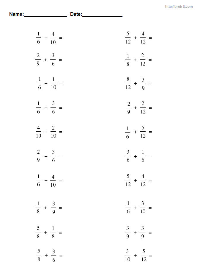 Free 3Rd Grade Math Worksheets Fractions