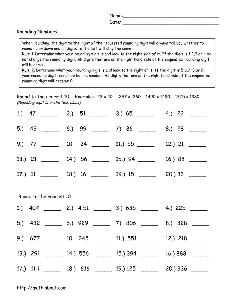 Basic Math Worksheets For Ged
