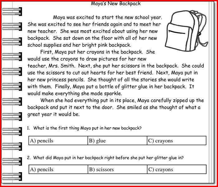 Reading Comprehension Worksheets 7Th Grade Multiple Choice