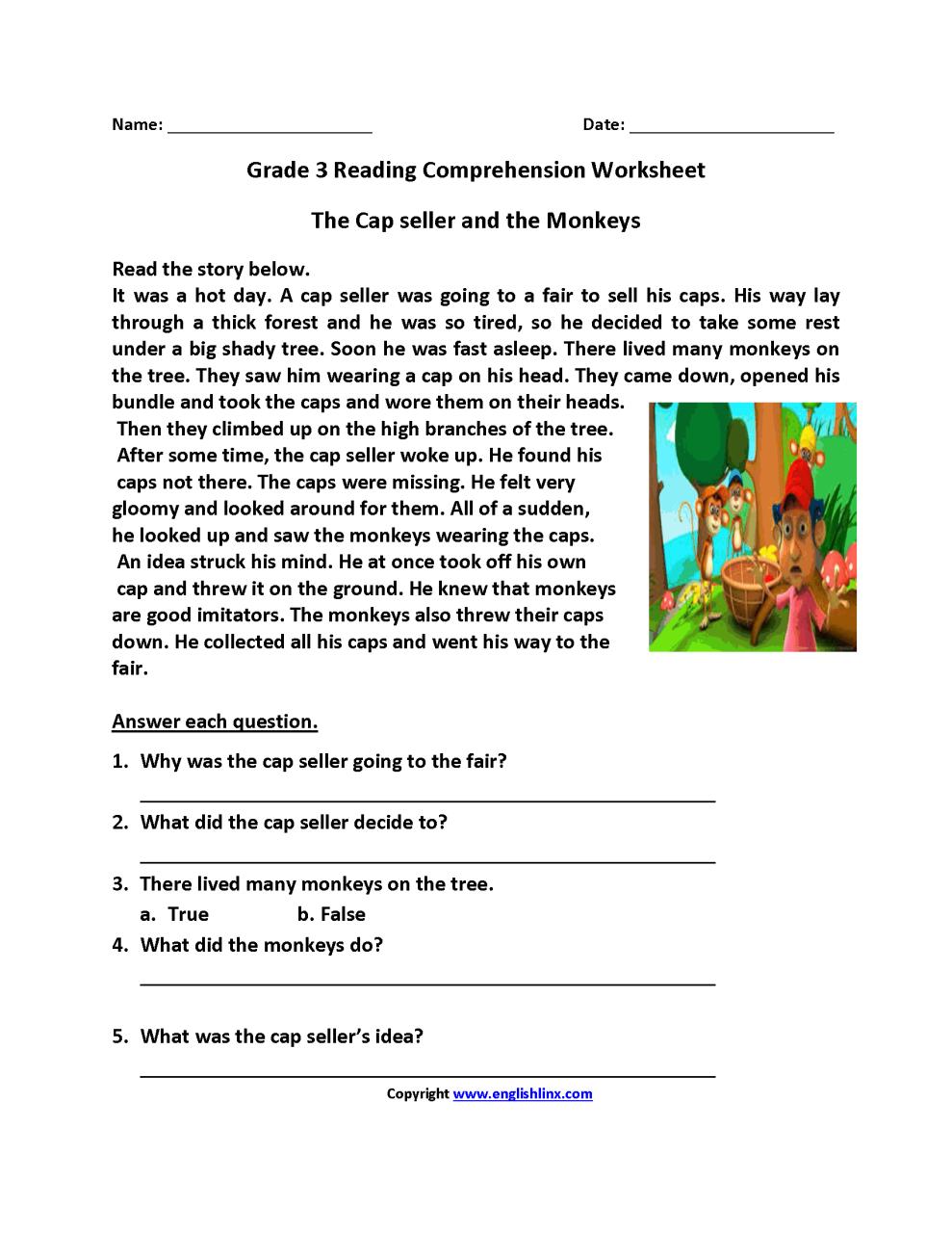 Free Reading Comprehension Worksheets For 3Rd Grade —