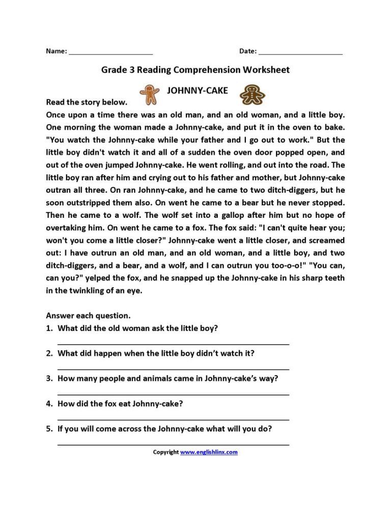 Reading Comprehension Strategies Worksheets 3Rd Grade
