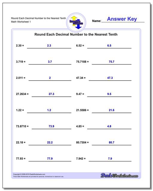 Rounding To Whole Numbers Worksheets 99Worksheets