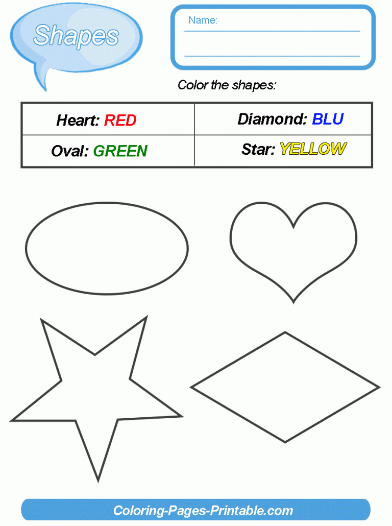 Shapes And Colors Worksheets For Kindergarten