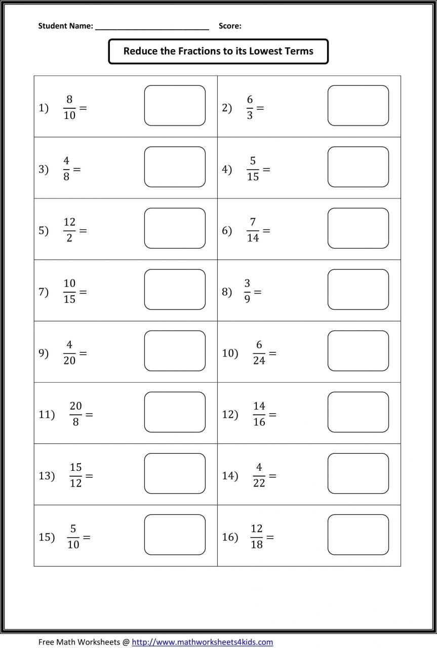 Math Worksheets 4Th Grade Fractions