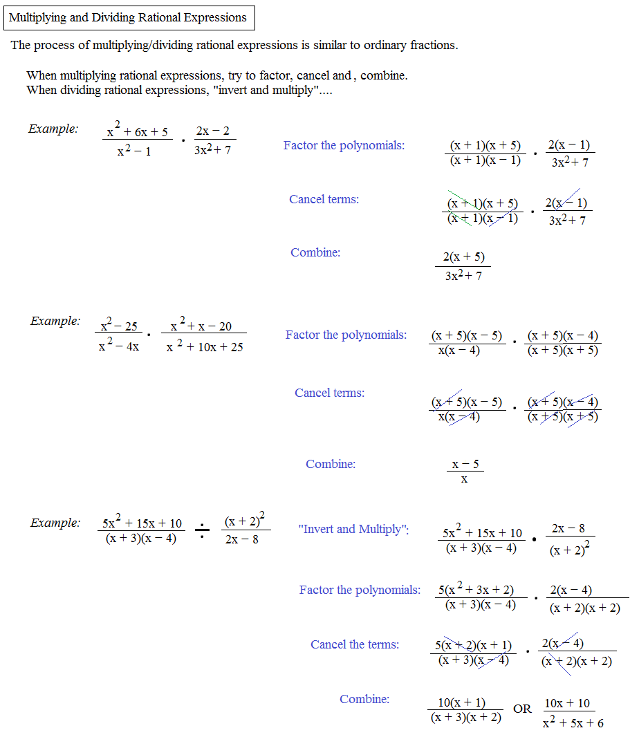 Algebra 2 Simplifying Rational Expressions Worksheet Answer Key