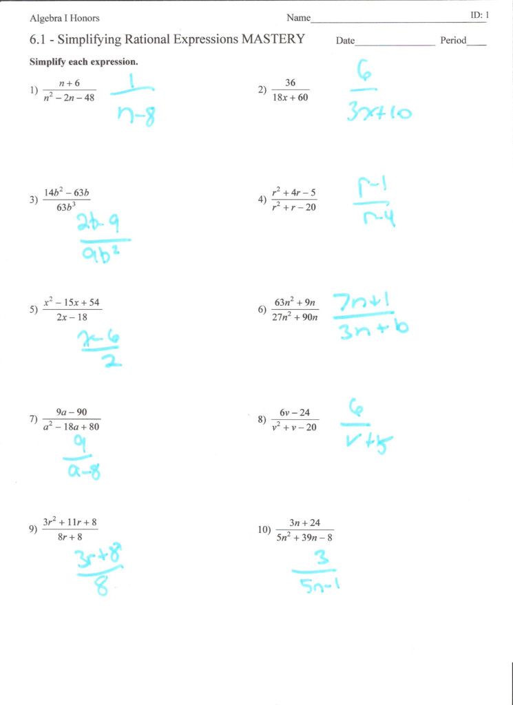 Multiplying And Dividing Rational Expressions Worksheet Kuta Algebra 2