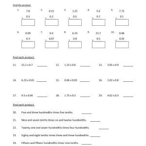 Sixth Grade Multiplying Decimals Worksheet 15 â One Page Worksheets