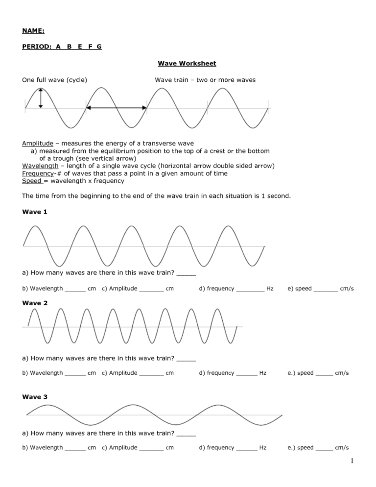 Energy/Frequency/Wavelength Worksheet Answer Key