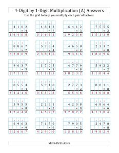 4 Digit By 4 Digit Multiplication Worksheets Pdf Times Tables Worksheets