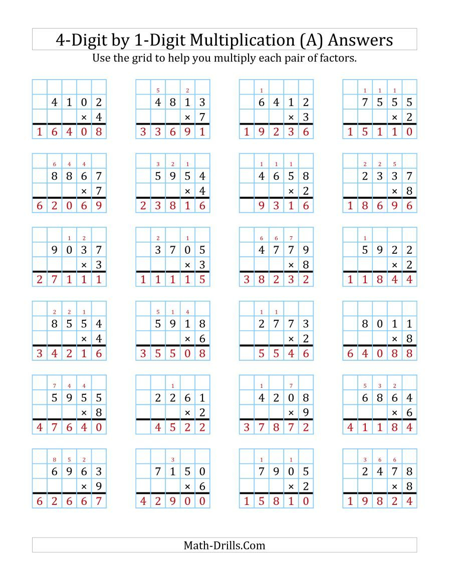 Multiplication Worksheets Year 4 Pdf