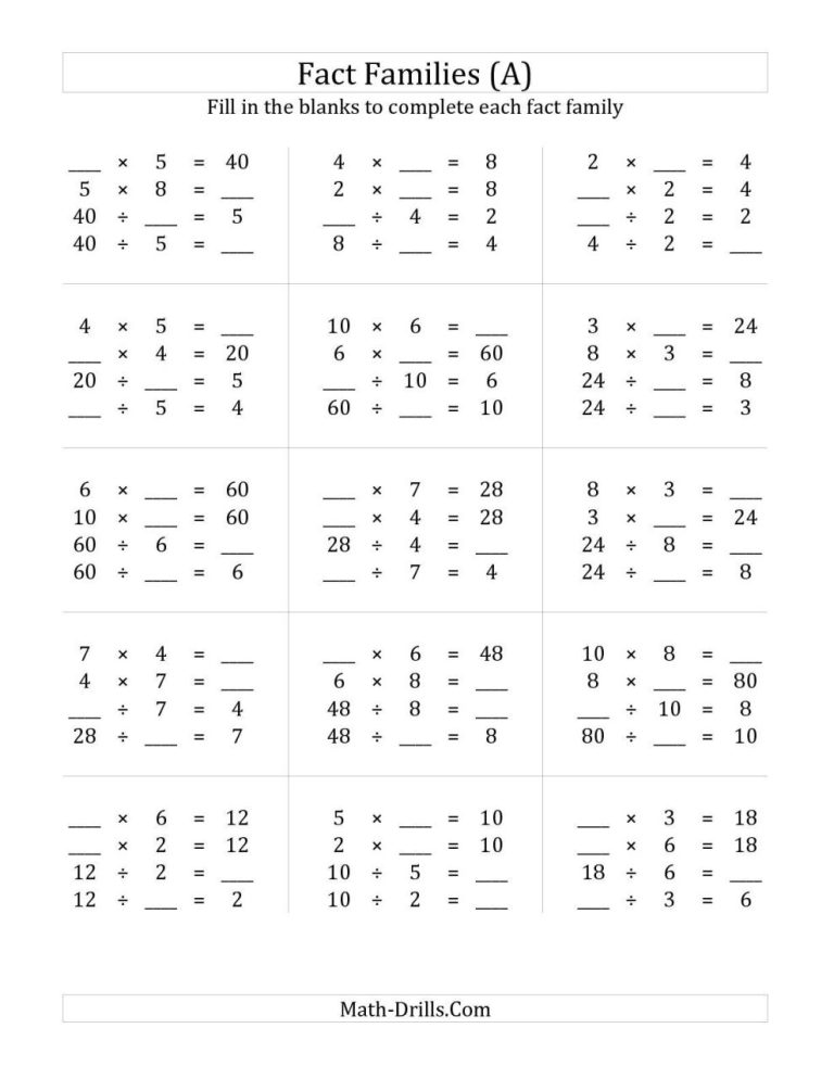 Free Multiplication And Division Worksheets Grade 3
