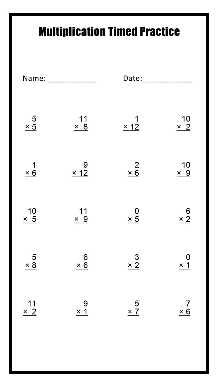 Timed Multiplication Worksheets Pdf
