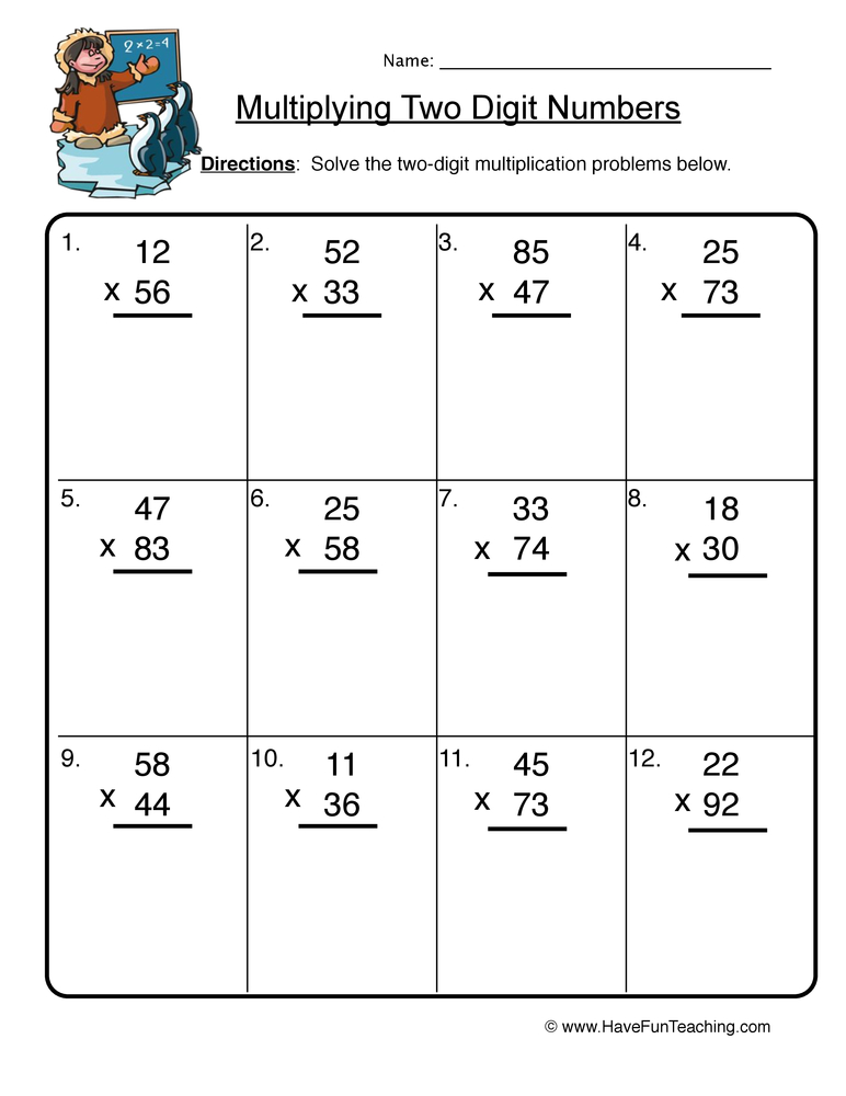 2-Digit By 2-Digit Multiplication Worksheets Pdf With Answers