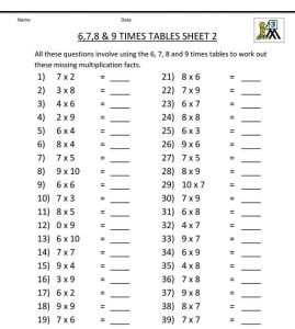 8 Times Table Worksheet With Answers schematic and wiring diagram